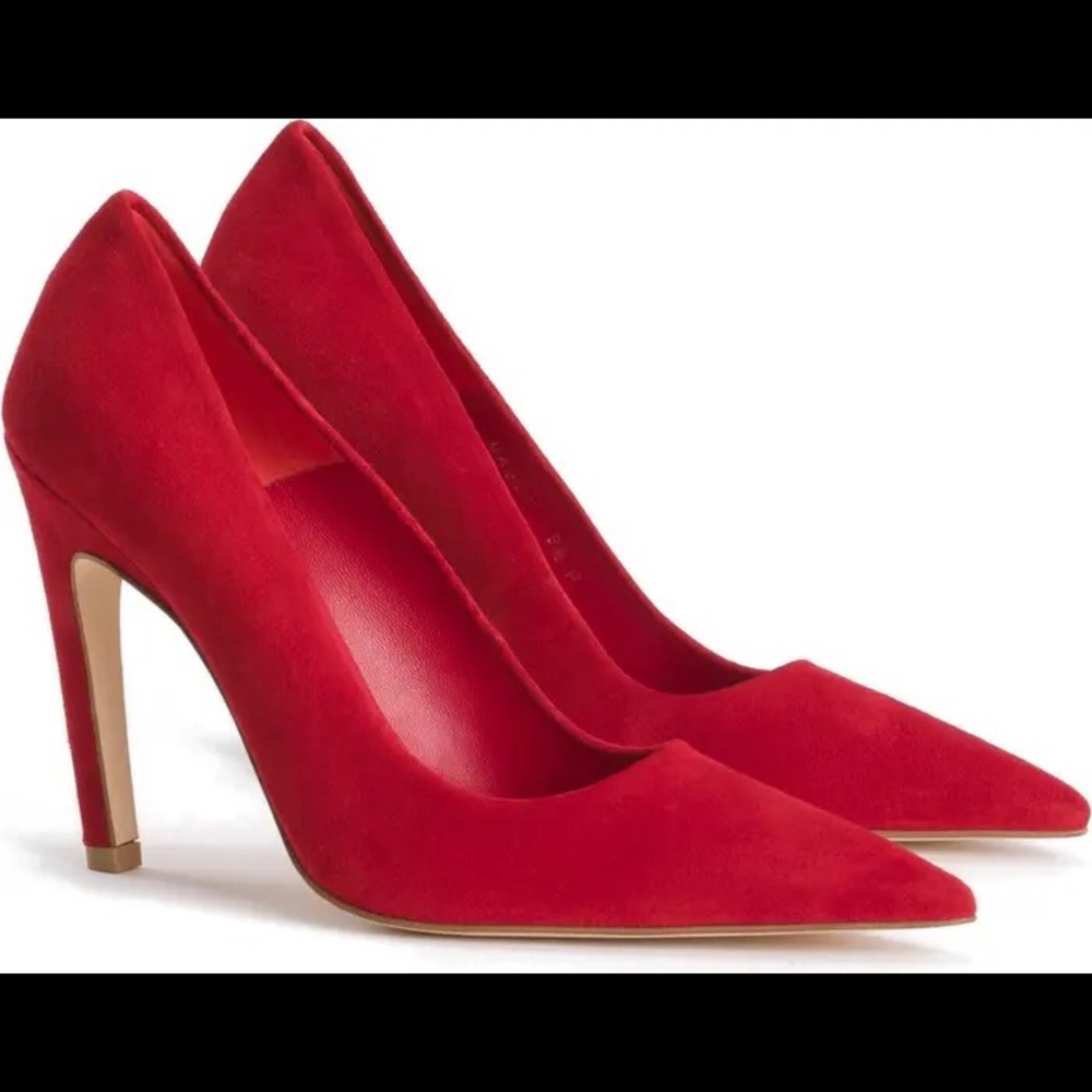 Good American The Icon Pointed Toe Suede Pumps Heels